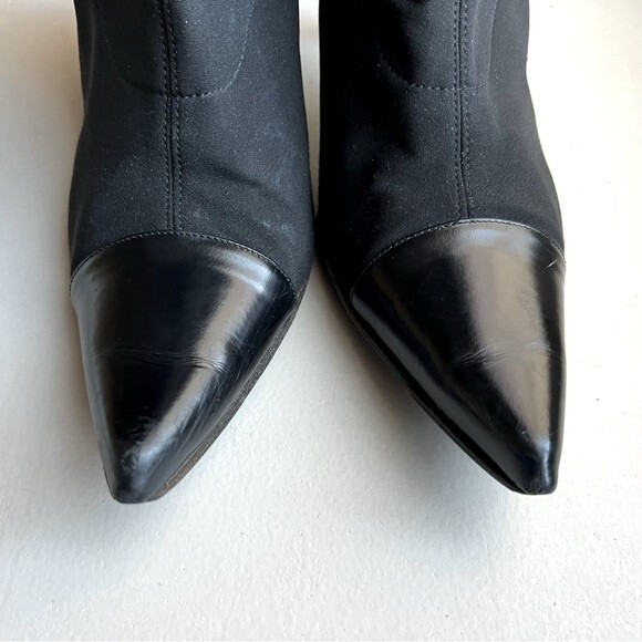 Via Spiga Black Stretch Fabric Heeled Boots with Pointed Toes Women’s Size 8 - Picture 6 of 12